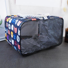 Cat Print Mesh Bottom Beach Bag Large Capacity Storage Bag