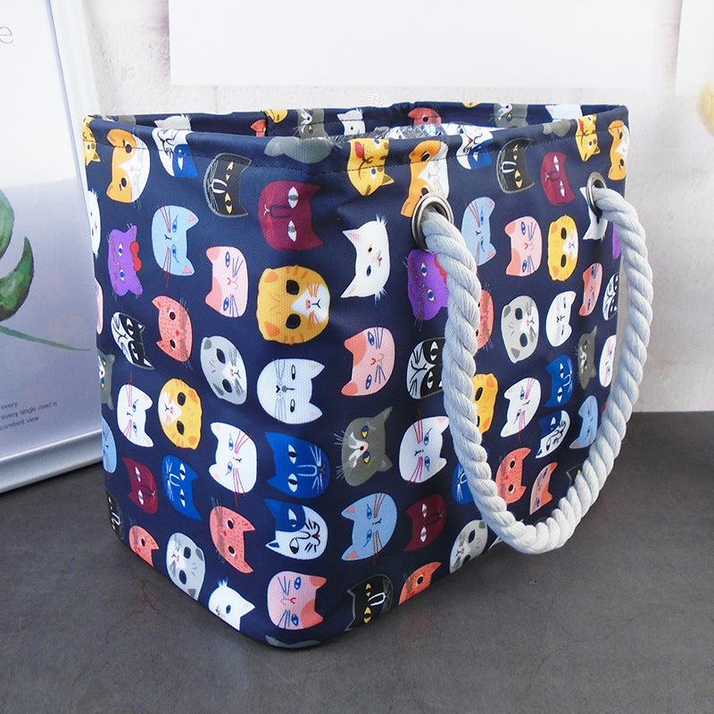 Cat Print Mesh Bottom Beach Bag Large Capacity Storage Bag
