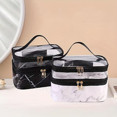 Double Layer Travel Cosmetic Case Toiletry Wash Bag