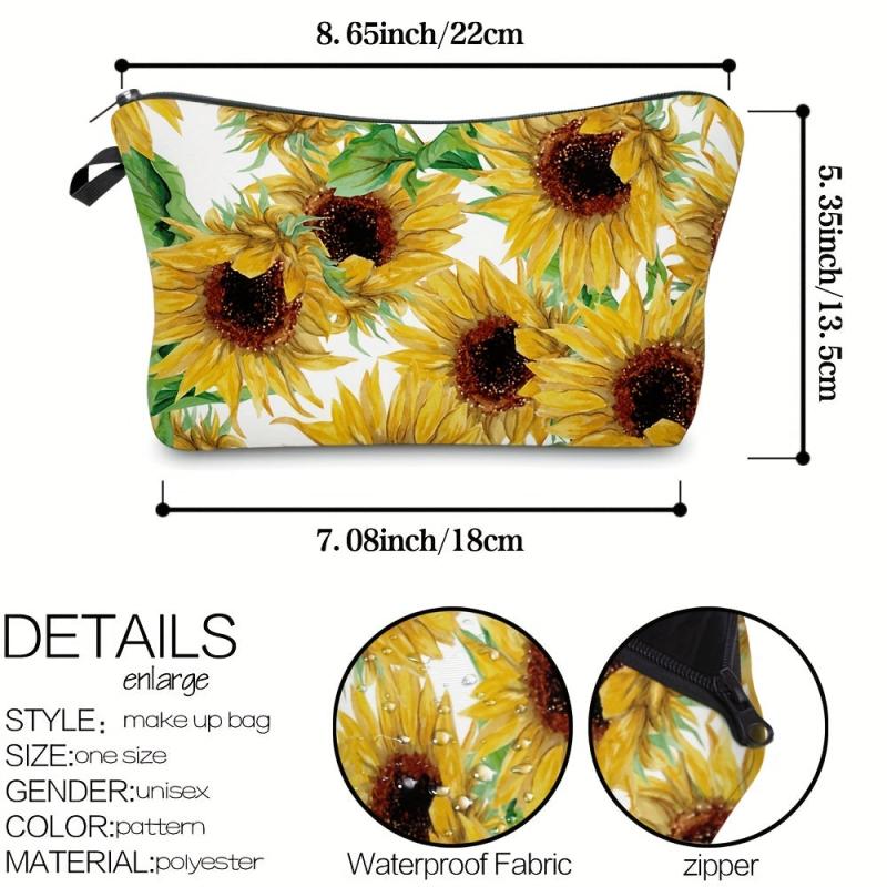 Sunflower Pattern Carry On Bag Zipper Cosmetic Bag