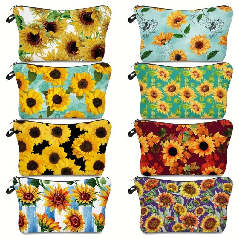 Sunflower Pattern Carry On Bag Zipper Cosmetic Bag