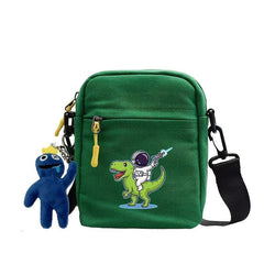 Dinosaur & Astronaut Mini Canvas Shoulder Crossbody Bag for Boys