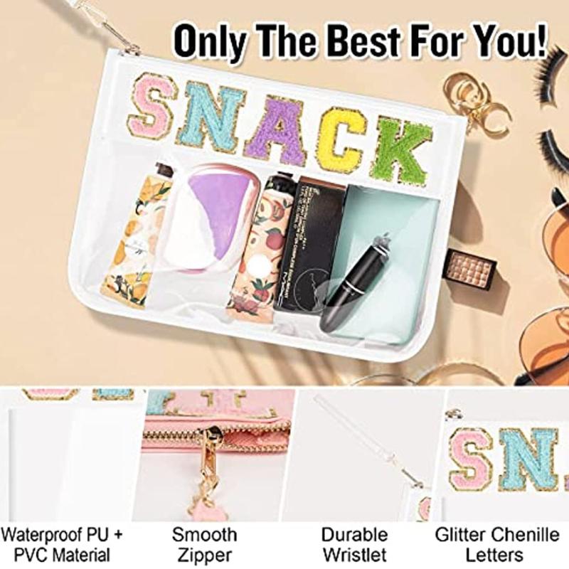 Chenille Letter Print Makeup Pouch Zipper Cosmetic Bag