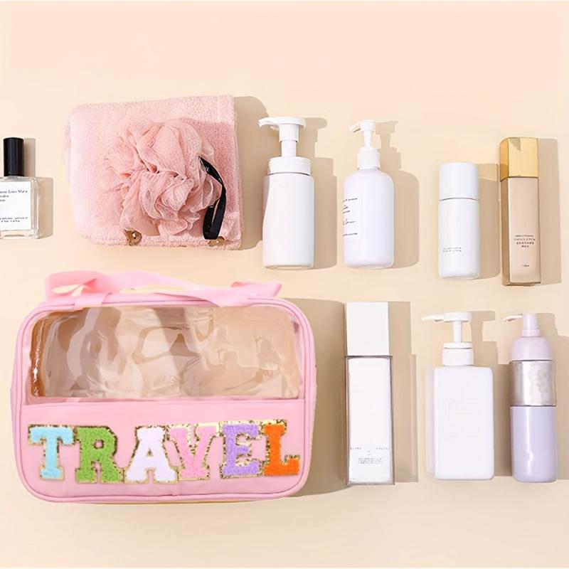 Transparent Letter Pattern Makeup Bag Waterproof Travel Essentials