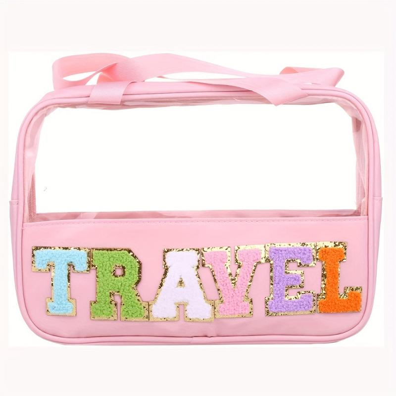Transparent Letter Pattern Makeup Bag Waterproof Travel Essentials