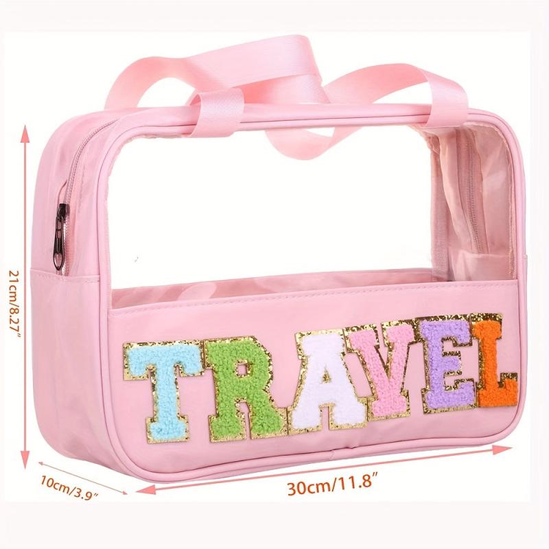 Transparent Letter Pattern Makeup Bag Waterproof Travel Essentials