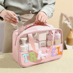 Transparent Letter Pattern Makeup Bag Waterproof Travel Essentials