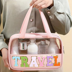 Transparent Letter Pattern Makeup Bag Waterproof Travel Essentials