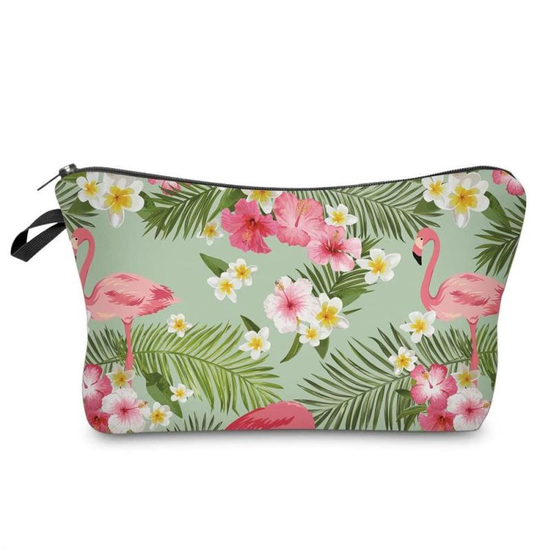 Flamingo Print Cosmetic Bag Makeup Organizer