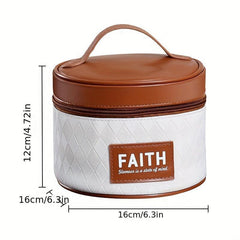 Vintage Round Cosmetic Storage Bag Makeup Pouch Toiletry Travel Bag