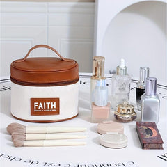 Vintage Round Cosmetic Storage Bag Makeup Pouch Toiletry Travel Bag
