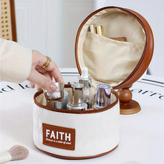 Vintage Round Cosmetic Storage Bag Makeup Pouch Toiletry Travel Bag