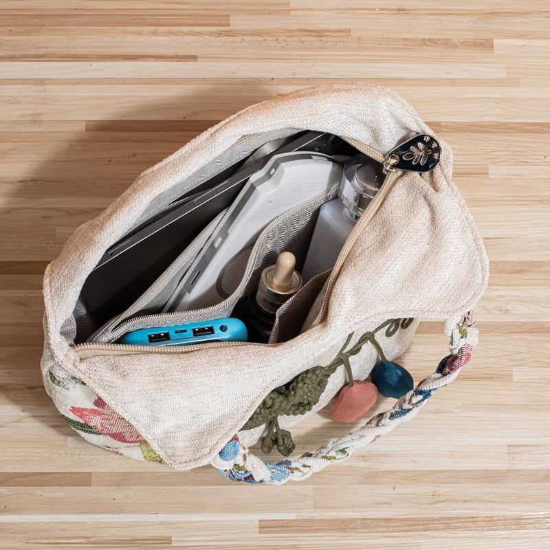 Vintage Floral Embroidered Tote Bag Retro Ethnic Style Hobo Bag