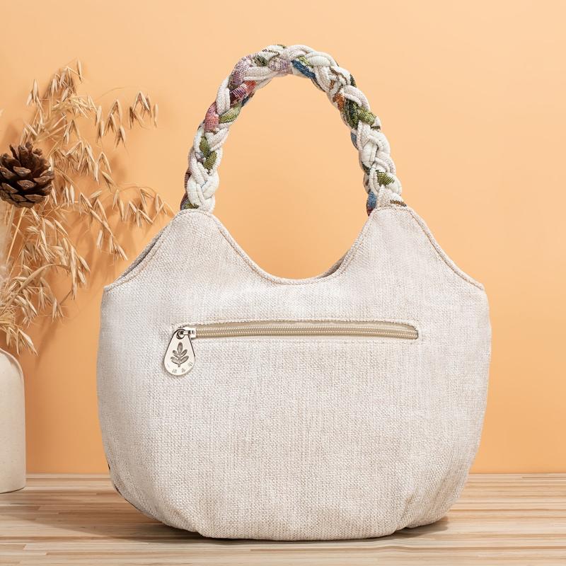 Vintage Floral Embroidered Tote Bag Retro Ethnic Style Hobo Bag