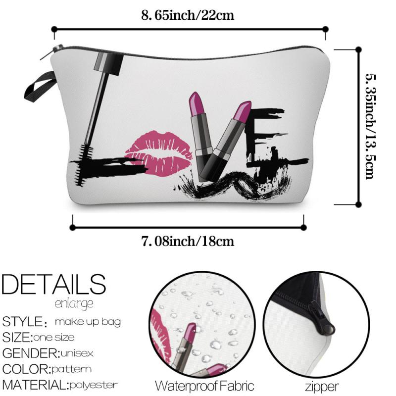 Letter Print Zipper Small Cosmetic Bag Lightweight Travel Storage Bag