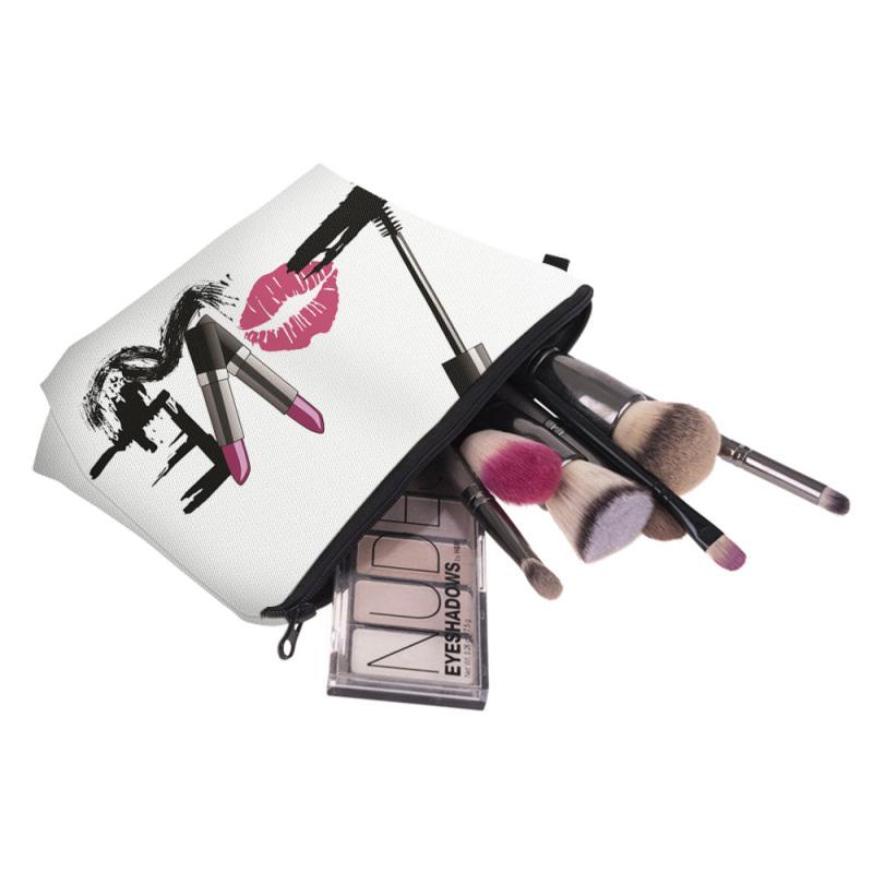 Letter Print Zipper Small Cosmetic Bag Lightweight Travel Storage Bag