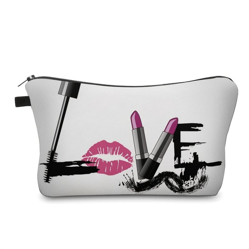 Letter Print Zipper Small Cosmetic Bag Lightweight Travel Storage Bag