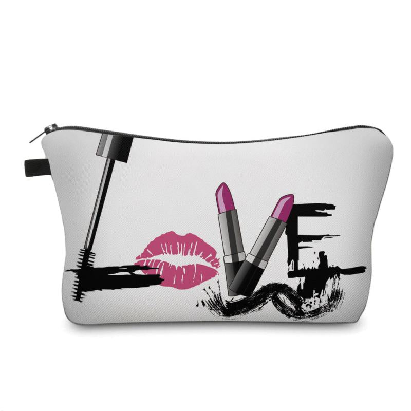 Letter Print Zipper Small Cosmetic Bag Lightweight Travel Storage Bag