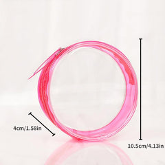 Pink Transparent Round Storage Bag Zipper Waterproof Cosmetic Bag