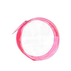 Pink Transparent Round Storage Bag Zipper Waterproof Cosmetic Bag