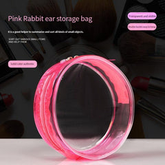Pink Transparent Round Storage Bag Zipper Waterproof Cosmetic Bag