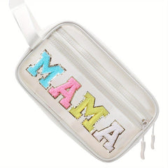 Plush Letter Print Makeup Bag Lightweight Portable Cosmetic Bag