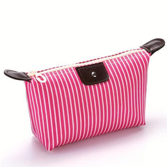 Stripes Print Cosmetic Bag Zipper Travel Storage Pouch Makeup Organizer