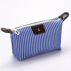 Stripes Print Cosmetic Bag Zipper Travel Storage Pouch Makeup Organizer
