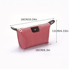 Stripes Print Cosmetic Bag Zipper Travel Storage Pouch Makeup Organizer