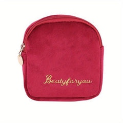 Mini Flocking Fabric Sanitary Napkin Bag Earphone Storage Portable Organizer