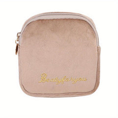 Mini Flocking Fabric Sanitary Napkin Bag Earphone Storage Portable Organizer
