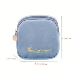 Mini Flocking Fabric Sanitary Napkin Bag Earphone Storage Portable Organizer