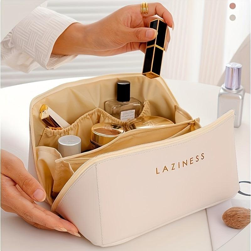 Large Capacity Travel Cosmetic Bag PU Leather Organizer Bag