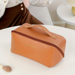 Large Capacity Travel Cosmetic Bag PU Leather Organizer Bag