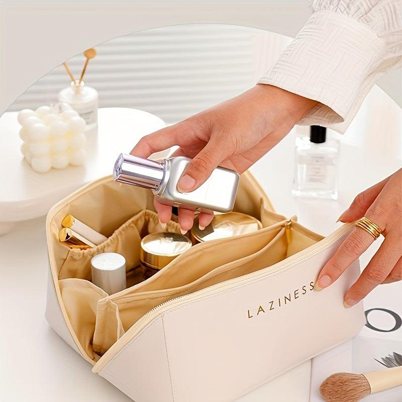 Large Capacity Travel Cosmetic Bag PU Leather Organizer Bag