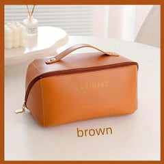 Large Capacity Travel Cosmetic Bag PU Leather Organizer Bag