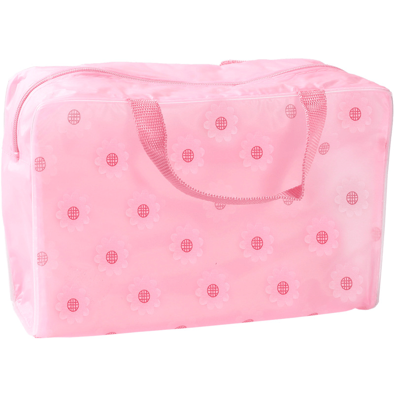 Transparent Flower Pattern Square Makeup Bag Plastic Handheld Cosmetic Bag