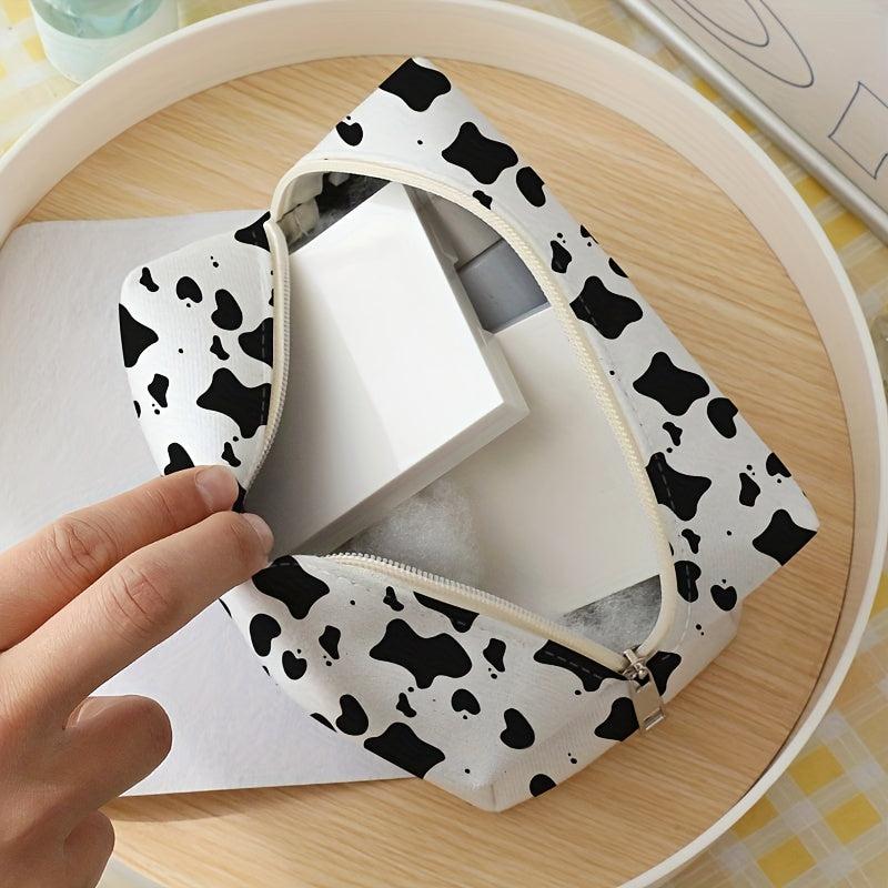 Cow Pattern Storage Makeup Bag Zipper Travel Cosmetics Pouch