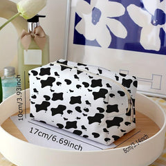 Cow Pattern Storage Makeup Bag Zipper Travel Cosmetics Pouch