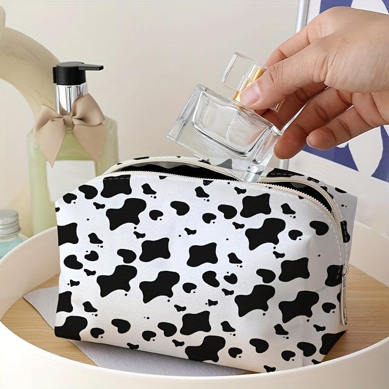 Cow Pattern Storage Makeup Bag Zipper Travel Cosmetics Pouch