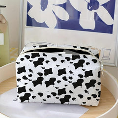 Cow Pattern Storage Makeup Bag Zipper Travel Cosmetics Pouch