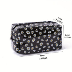 Transparent Flower Print Cosmetic Bag PVC Travel Toiletry Bag