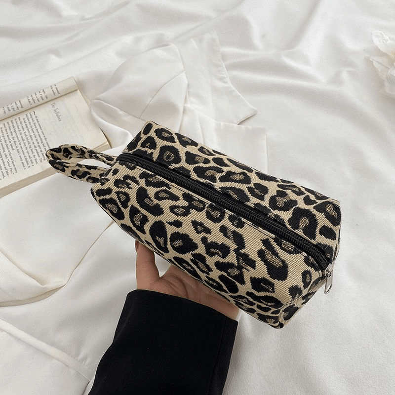 Houndstooth Pattern Cosmetic Bag Portable Canvas Makeup Brush Bag