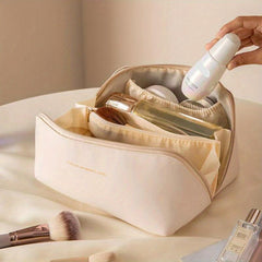 Minimalist Solid Makeup Zipper Bag All Match Versatile Toiletry Wash Bag