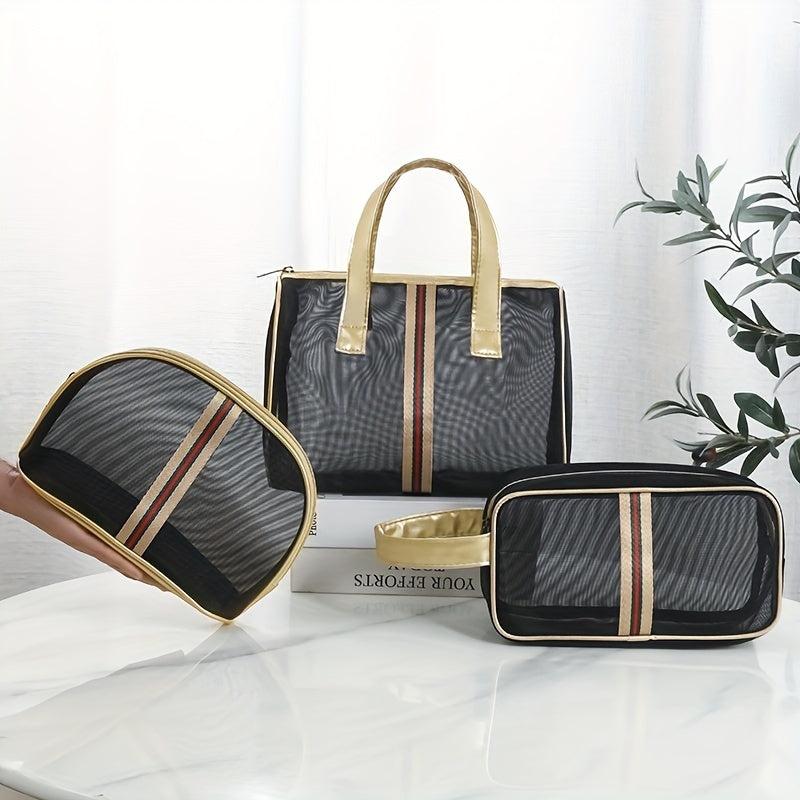 Mesh Travel Toiletry Bag Zipper Wash Bag Women's Cosmetic Storage Portable
