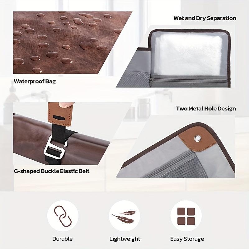 Portable Vintage Roll Toiletry Wash Bag Makeup Travel Essentials Bag