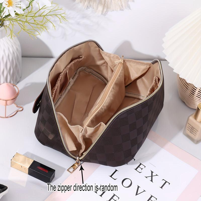 Plaid Pattern Cosmetic Bag Waterproof Makeup Storage Bag