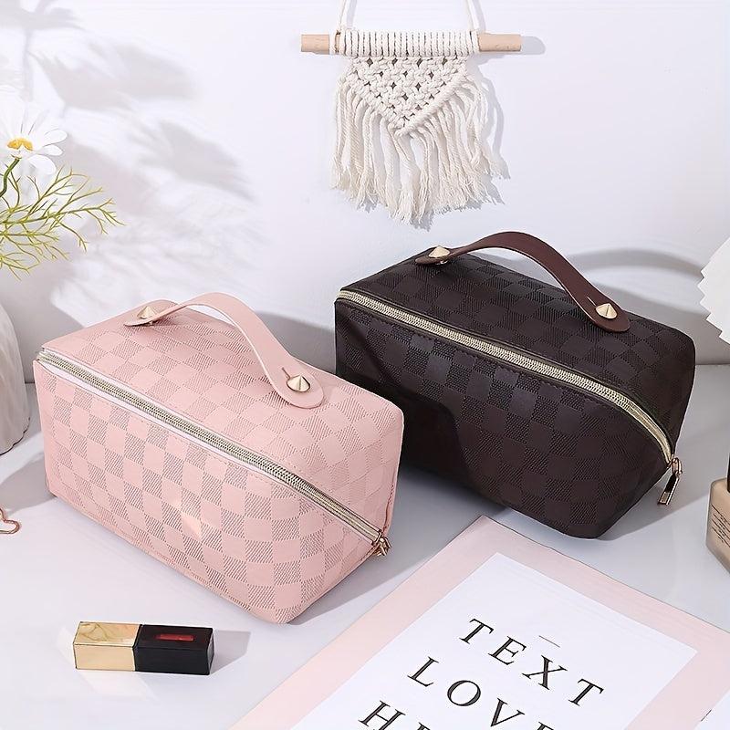 Plaid Pattern Cosmetic Bag Waterproof Makeup Storage Bag
