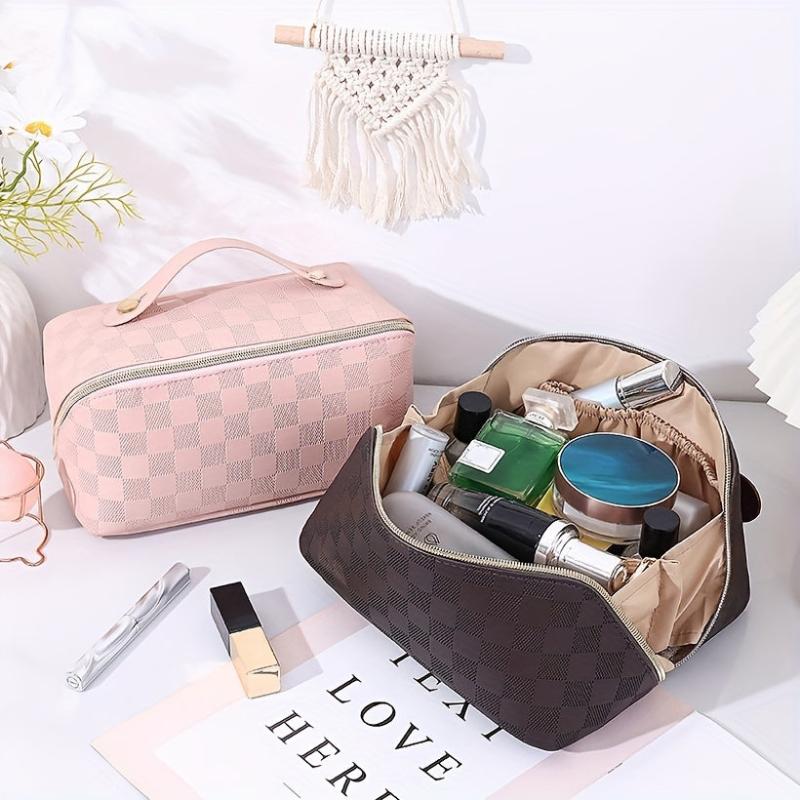 Plaid Pattern Cosmetic Bag Waterproof Makeup Storage Bag