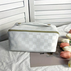 Plaid Pattern Cosmetic Bag Waterproof Makeup Storage Bag